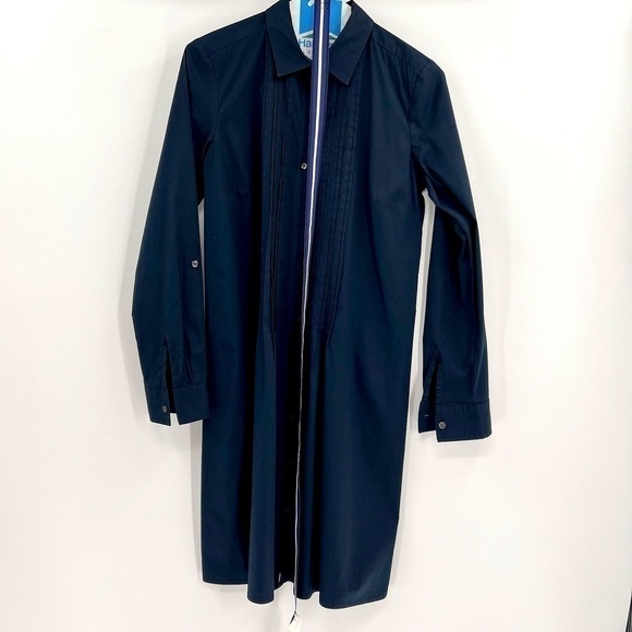 Tommy Hilfiger Women's Long Sleeve Pleat Shirt Dress Navy Blue Size XS - Picture 4 of 10